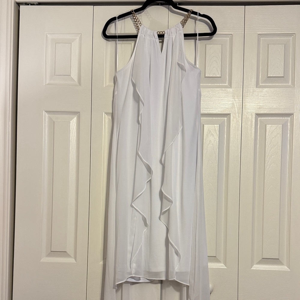 Thalia Sodi White High Low Dress with Embellished Straps